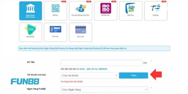 Fun88 - Link Vào Fun 88 Nhà Cái Thể Thao Chính Thức T6/2025 13 Chỉ vài bước là bạn lập tức có thể nạp tiền vào sảnh cược của Fun88.